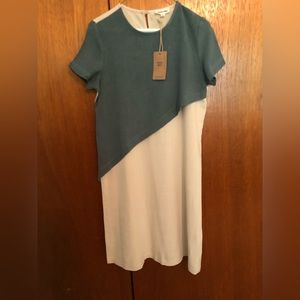 Hidden Alley linen blend two tone dress